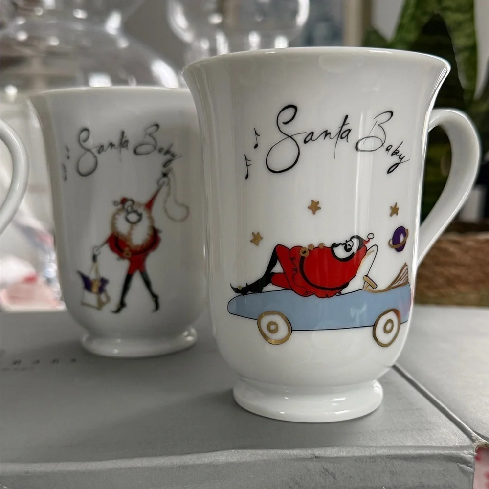 Pottery Barn Santa Baby Mugs Set of 8 New in Box NIB